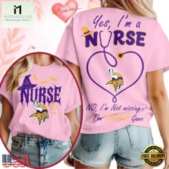 Minnesota Vikings NFL Night Shift Never Misses Game Day Halloween Nurse Unisex 3D Shirt, NFL Sporty Shirt Minnesota Vikings Nfl Night Shift Never Misses Game Day Halloween Nurse Unisex 3D Shirt