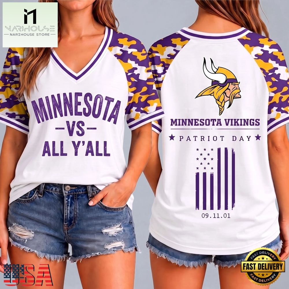 Minnesota Vikings NFL vs All Y' All United We Stand V Neck T Shirt, Trendy NFL V Neck Tee Minnesota Vikings NFL vs All Y' All United We Stand V Neck T Shirt, Trendy NFL V Neck Tee