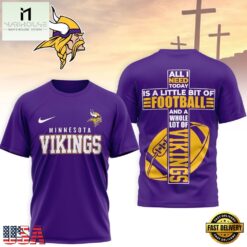 Minnesota Vikings NFL Whole Lot of Football Christian Cross 3D Shirt, NFL Sporty Shirt Minnesota Vikings Nfl Whole Lot OF Football Christian Cross 3D Shirt