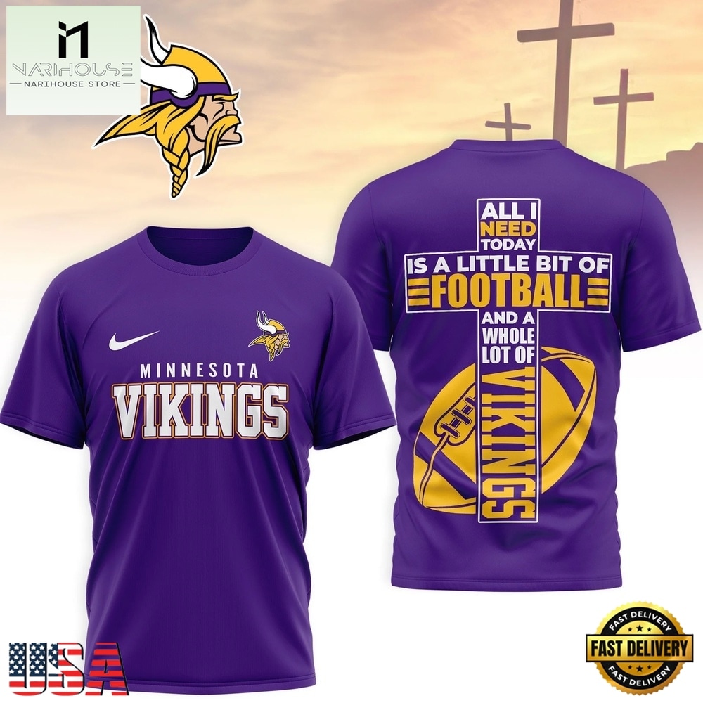 Minnesota Vikings NFL Whole Lot of Football Christian Cross 3D Shirt, NFL Sporty Shirt Minnesota Vikings NFL Whole Lot of Football Christian Cross 3D Shirt, NFL Sporty Shirt