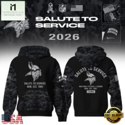Minnesota Vikings Salute to Service Camo 2026 Black Hoodie, Hot 3D Shirt Trend Minnesota Vikings Salute TO Service Camo 2026 Black Hoodie