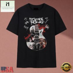 My Chemical Romance Signatures Guitar Graphic Rock Band T Shirt, Music Fan 2D Shirt MY Chemical Romance Signatures Guitar Graphic Rock Band T Shirt