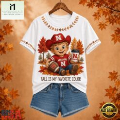 Nebraska Cornhuskers NCAA Fall Is My Favorite Color Football Unisex 3D Shirt, NCAA College 3D Shirt Nebraska Cornhuskers Ncaa Fall IS MY Favorite Color Football Unisex 3D Shirt