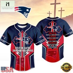 New England Patriots NFL Blessed Beyond The Score Baseball Jersey, NFL Game Day Jersey New England Patriots Nfl Blessed Beyond The Score Baseball Jersey