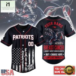 New England Patriots NFL Breast Cancer Hope Over Fear Baseball Jersey, NFL Game Day Jersey New England Patriots Nfl Breast Cancer Hope Over Fear Baseball Jersey