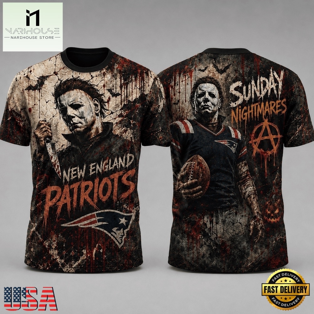New England Patriots NFL Michael Myers Sunday Nightmares Horror Halloween 3D T Shirt, NFL Sporty Shirt New England Patriots NFL Michael Myers Sunday Nightmares Horror Halloween 3D T Shirt, NFL Sporty Shirt