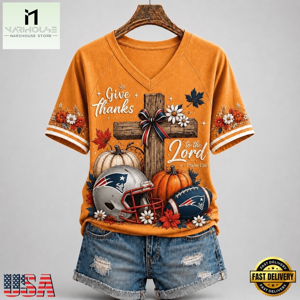 New England Patriots NFL Thanksgiving Faith And Football V Neck T Shirt, Trendy NFL V Neck Tee New England Patriots NFL Thanksgiving Faith And Football V Neck T Shirt, Trendy NFL V Neck Tee