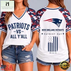 New England Patriots NFL vs All Y' All United We Stand V Neck T Shirt, Trendy NFL V Neck Tee New England Patriots Nfl VS All Y All United WE Stand V Neck T Shirt