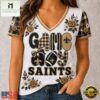 New Orleans Saints NFL Football Flowers Team Pride V Neck T Shirt, Trendy NFL V Neck Tee New Orleans Saints Nfl Football Flowers Team Pride V Neck T Shirt