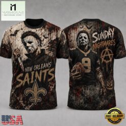 New Orleans Saints NFL Michael Myers Sunday Nightmares Horror Halloween 3D T Shirt, NFL Sporty Shirt New Orleans Saints Nfl Michael Myers Sunday Nightmares Horror Halloween 3D T Shirt