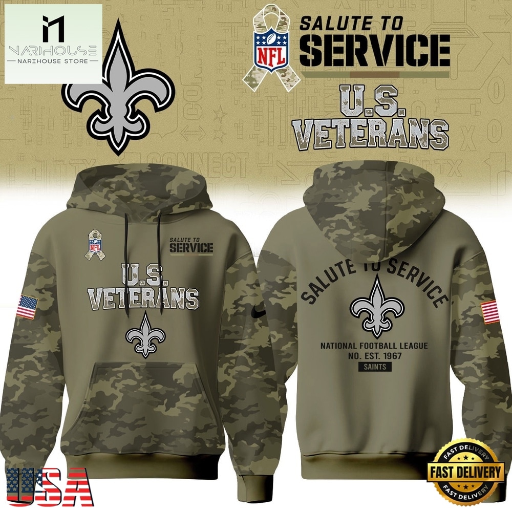 New Orleans Saints NFL US Veterans Salute To Service 2026 Hoodie Shirt, NFL Sporty Shirt New Orleans Saints NFL US Veterans Salute To Service 2026 Hoodie Shirt, NFL Sporty Shirt