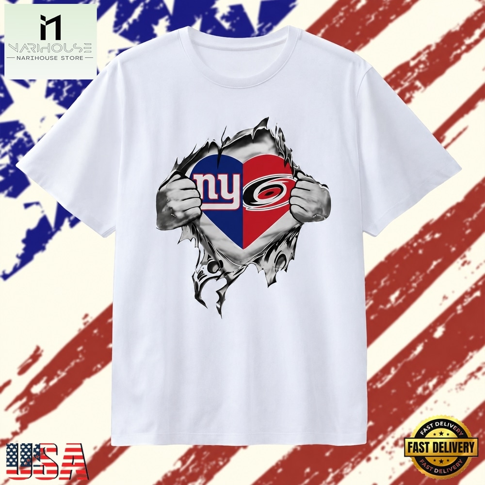 New York Giants and Carolina Hurricanes Heart Logo T Shirt, Stylish 2D Graphic Shirt New York Giants and Carolina Hurricanes Heart Logo T Shirt, Stylish 2D Graphic Shirt
