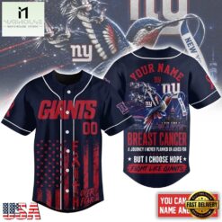 New York Giants NFL Breast Cancer Hope Over Fear Baseball Jersey, NFL Game Day Jersey New York Giants Nfl Breast Cancer Hope Over Fear Baseball Jersey