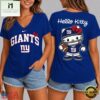New York Giants NFL Hello Kitty Football V Neck T Shirt, Trendy NFL V Neck Tee New York Giants Nfl Hello Kitty Football V Neck T Shirt