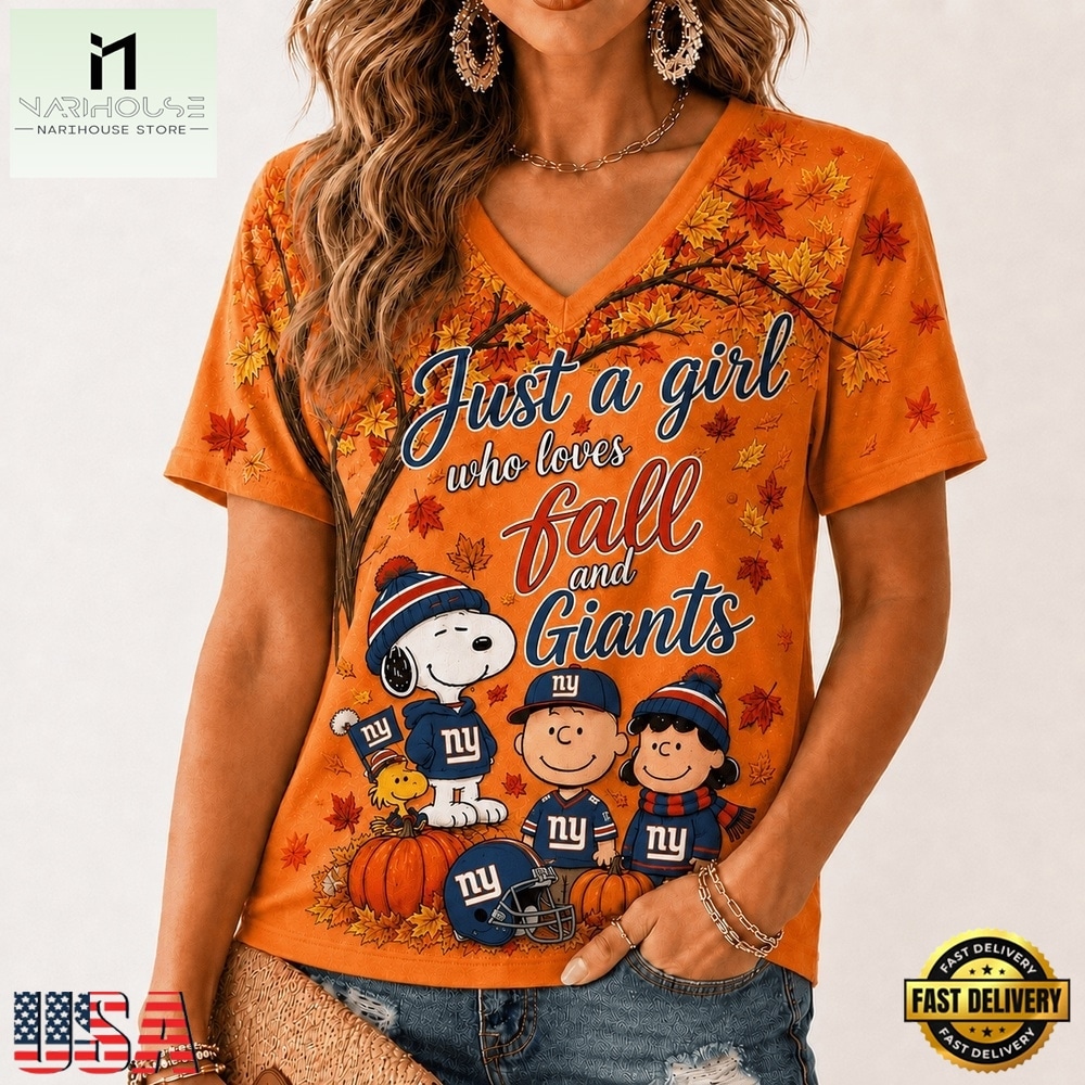 New York Giants NFL Snoopy Peanuts Fall Season V Neck T Shirt, Trendy NFL V Neck Tee New York Giants NFL Snoopy Peanuts Fall Season V Neck T Shirt, Trendy NFL V Neck Tee