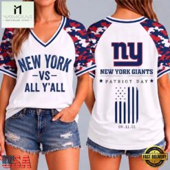 New York Giants NFL vs All Y' All United We Stand V Neck T Shirt, Trendy NFL V Neck Tee New York Giants Nfl VS All Y All United WE Stand V Neck T Shirt