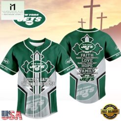New York Jets NFL Blessed Beyond The Score Baseball Jersey, NFL Game Day Jersey New York Jets Nfl Blessed Beyond The Score Baseball Jersey