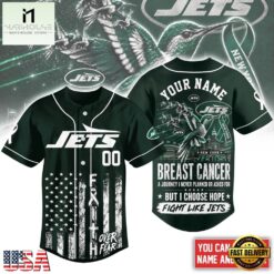 New York Jets NFL Breast Cancer Hope Over Fear Baseball Jersey, NFL Game Day Jersey New York Jets Nfl Breast Cancer Hope Over Fear Baseball Jersey
