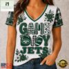 New York Jets NFL Football Flowers Team Pride V Neck T Shirt, Trendy NFL V Neck Tee New York Jets Nfl Football Flowers Team Pride V Neck T Shirt