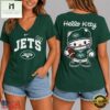 New York Jets NFL Hello Kitty Football V Neck T Shirt, Trendy NFL V Neck Tee New York Jets Nfl Hello Kitty Football V Neck T Shirt