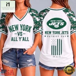 New York Jets NFL vs All Y' All United We Stand V Neck T Shirt, Trendy NFL V Neck Tee New York Jets Nfl VS All Y All United WE Stand V Neck T Shirt
