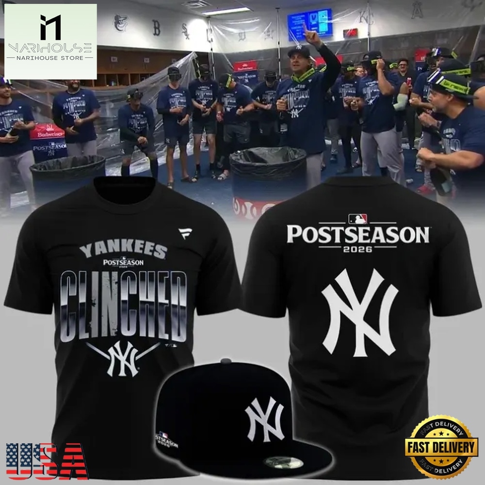 New York Yankees Postseason Clinched 2026 Black T Shirt, Hot 3D Shirt Trend New York Yankees Postseason Clinched 2026 Black T Shirt, Hot 3D Shirt Trend