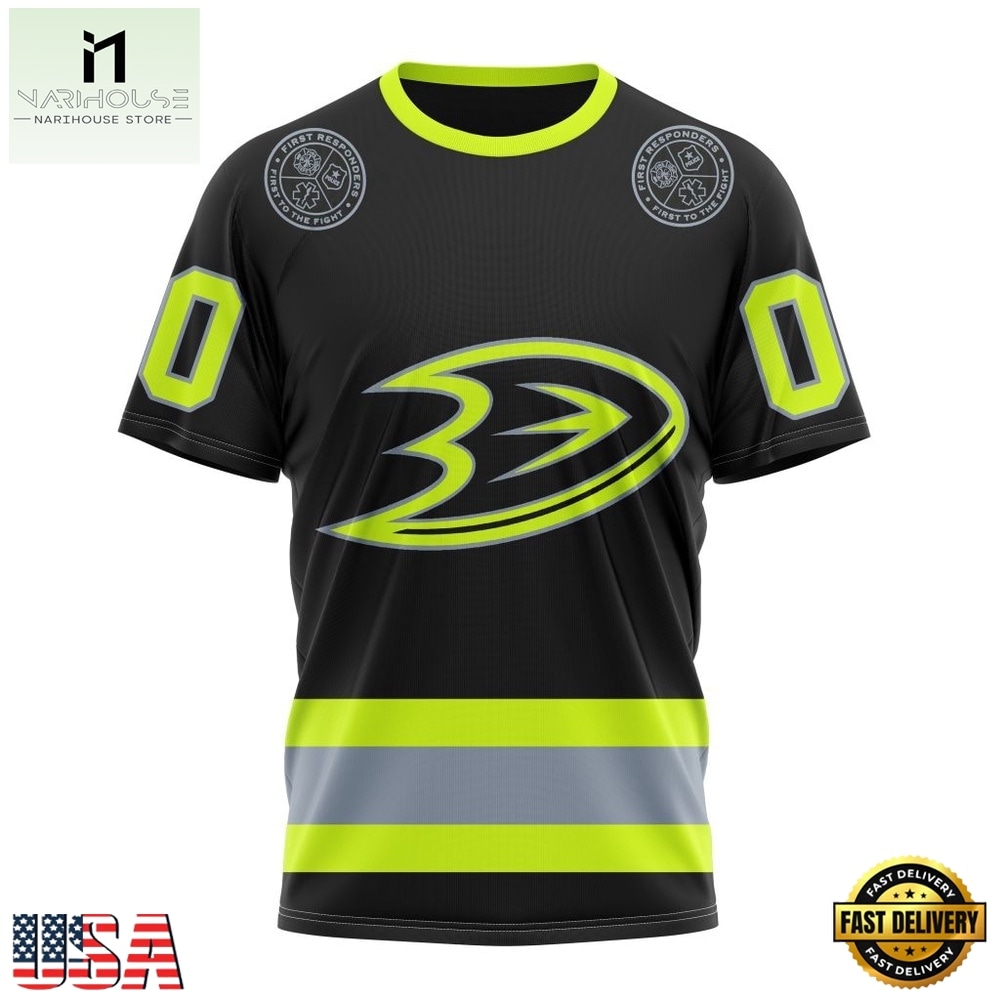 NHL Anaheim Ducks Specialized With FireFighter Uniforms Color Hoodie, T Shirt, NHL 3D Game Day Tee Nhl Anaheim Ducks Specialized With Firefighter Uniforms Color Hoodie T Shirt 4