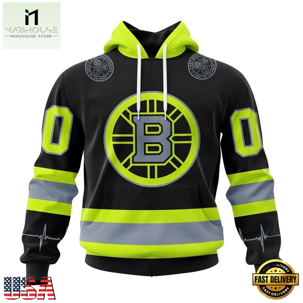 NHL Boston Bruins Specialized With FireFighter Uniforms Color Hoodie, T Shirt, NHL 3D Game Day Tee Nhl Boston Bruins Specialized With Firefighter Uniforms Color Hoodie T Shirt 1