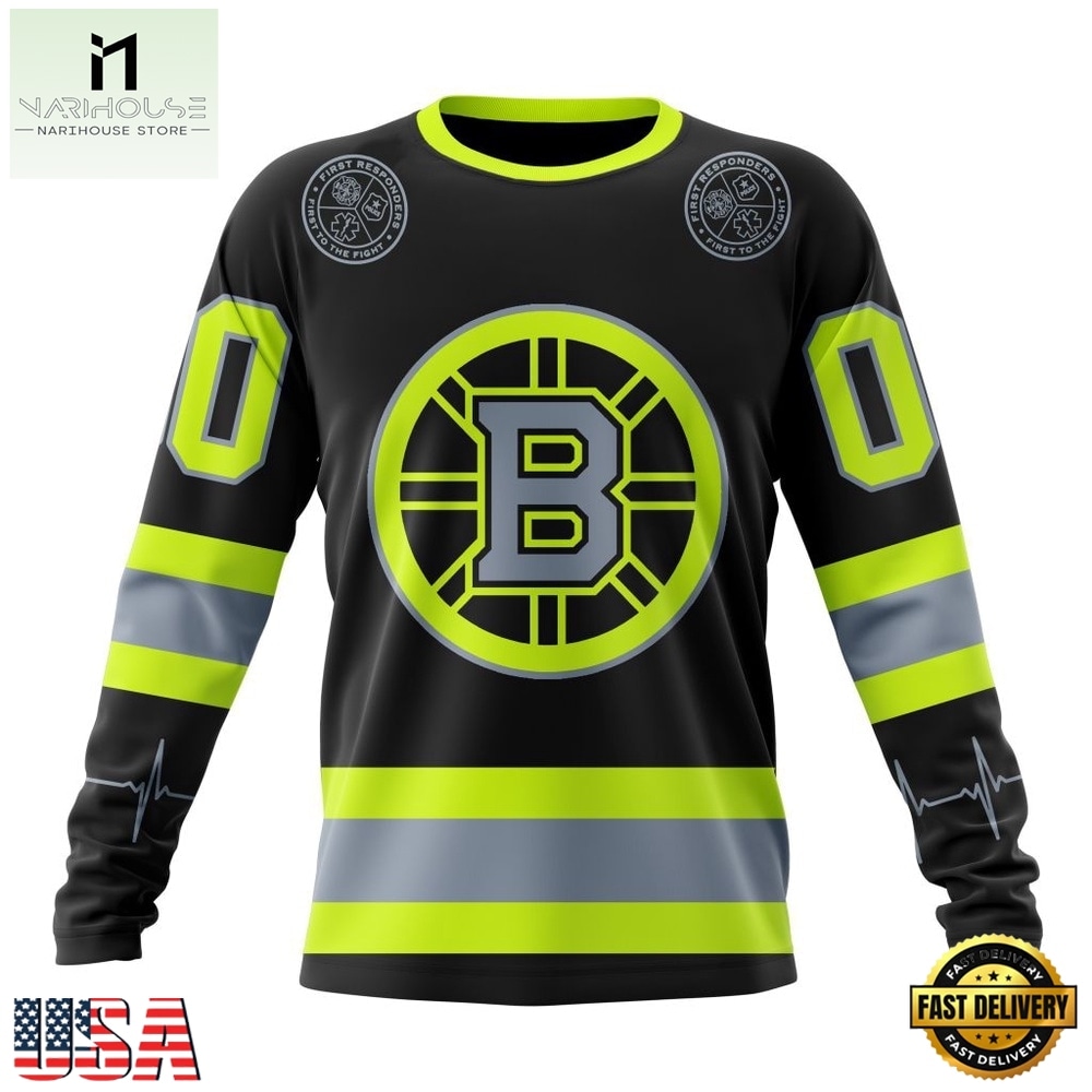 NHL Boston Bruins Specialized With FireFighter Uniforms Color Hoodie, T Shirt, NHL 3D Game Day Tee Nhl Boston Bruins Specialized With Firefighter Uniforms Color Hoodie T Shirt 3