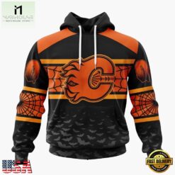 NHL Calgary Flames Halloween Design Personalized Hoodie, T Shirt, Sweatshirt, NHL 3D Game Day Tee Nhl Calgary Flames Halloween Design Personalized Hoodie T Shirt Sweatshirt 1