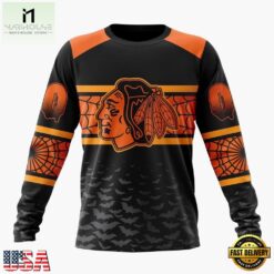 NHL Chicago Blackhawks Halloween Design Personalized Hoodie, T Shirt, Sweatshirt, NHL 3D Game Day Tee Nhl Chicago Blackhawks Halloween Design Personalized Hoodie T Shirt Sweatshirt 2