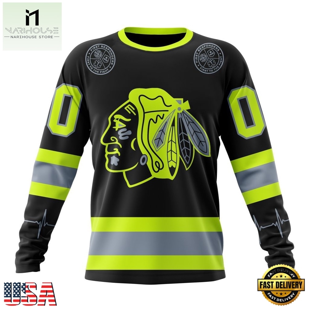 NHL Chicago BlackHawks Specialized With FireFighter Uniforms Color Hoodie, T Shirt, NHL 3D Game Day Tee Nhl Chicago Blackhawks Specialized With Firefighter Uniforms Color Hoodie T Shirt 3