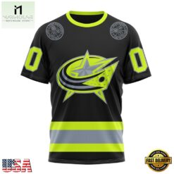 NHL Columbus Blue Jackets Specialized With FireFighter Uniforms Color Hoodie, T Shirt, NHL 3D Game Day Tee Nhl Columbus Blue Jackets Specialized With Firefighter Uniforms Color Hoodie T Shirt 4