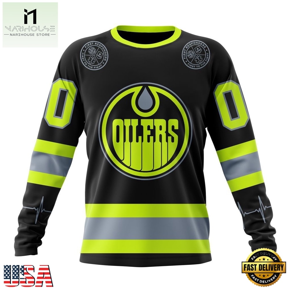 NHL Edmonton Oilers Specialized With FireFighter Uniforms Color Hoodie, T Shirt, NHL 3D Game Day Tee Nhl Edmonton Oilers Specialized With Firefighter Uniforms Color Hoodie T Shirt 3