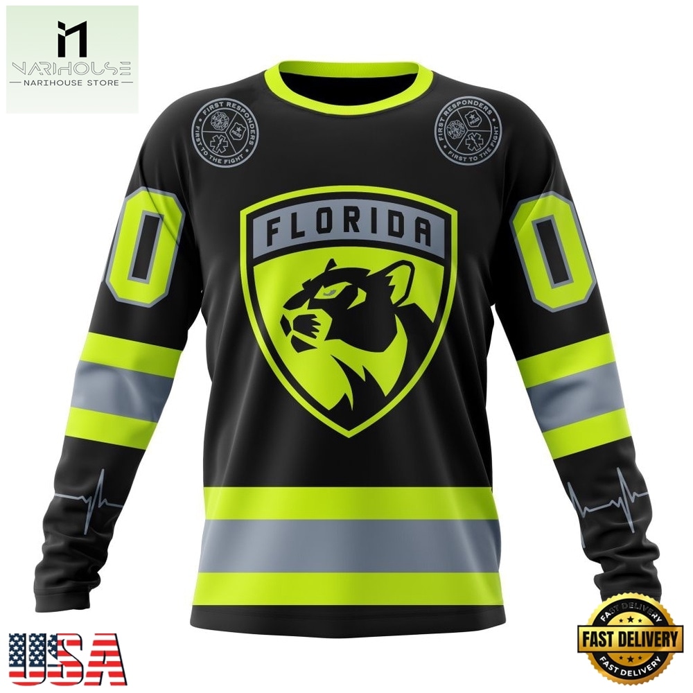 NHL Florida Panthers Specialized With FireFighter Uniforms Color Hoodie, T Shirt, NHL 3D Game Day Tee Nhl Florida Panthers Specialized With Firefighter Uniforms Color Hoodie T Shirt 3