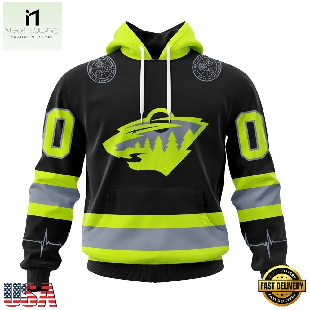 NHL Minnesota Wild Specialized With FireFighter Uniforms Color Hoodie, T Shirt, NHL 3D Game Day Tee Nhl Minnesota Wild Specialized With Firefighter Uniforms Color Hoodie T Shirt 1