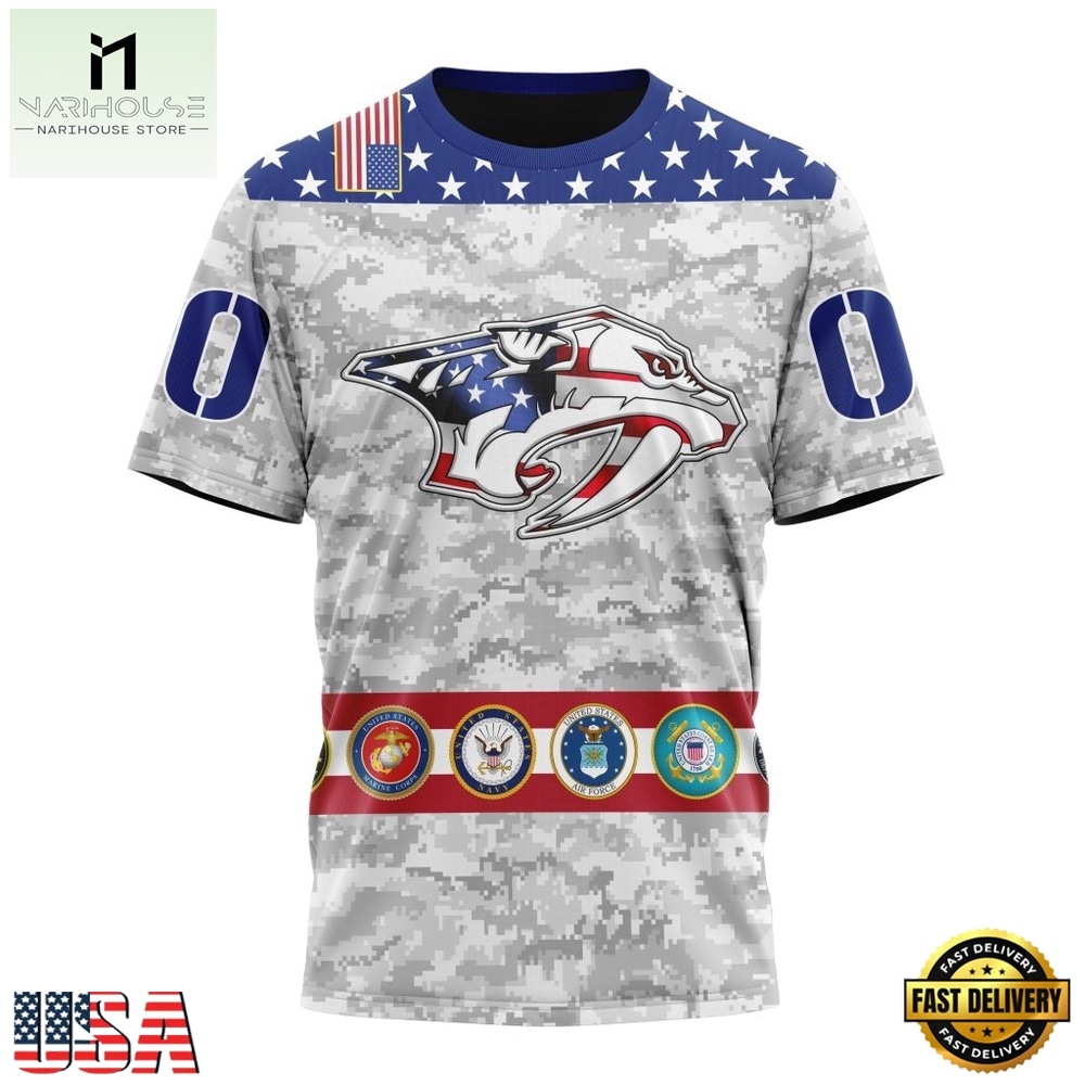 NHL Nashville Predators Armed Forces Appreciation Design Hoodie, T Shirt, NHL 3D Game Day Tee NHL Nashville Predators Armed Forces Appreciation Design Hoodie, T Shirt, NHL 3D Game Day Tee