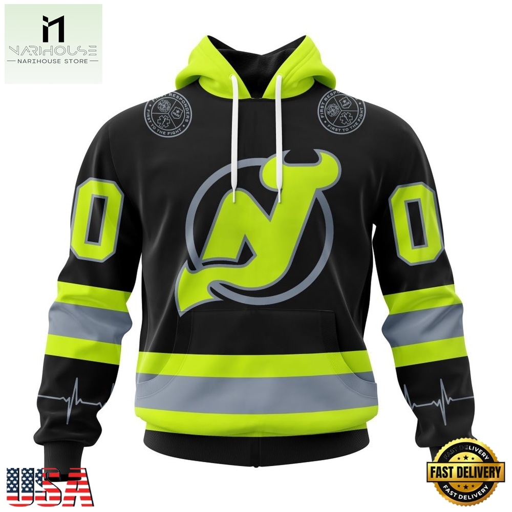 NHL New Jersey Devils Specialized With FireFighter Uniforms Color Hoodie, T Shirt, NHL 3D Game Day Tee Nhl New Jersey Devils Specialized With Firefighter Uniforms Color Hoodie T Shirt 1