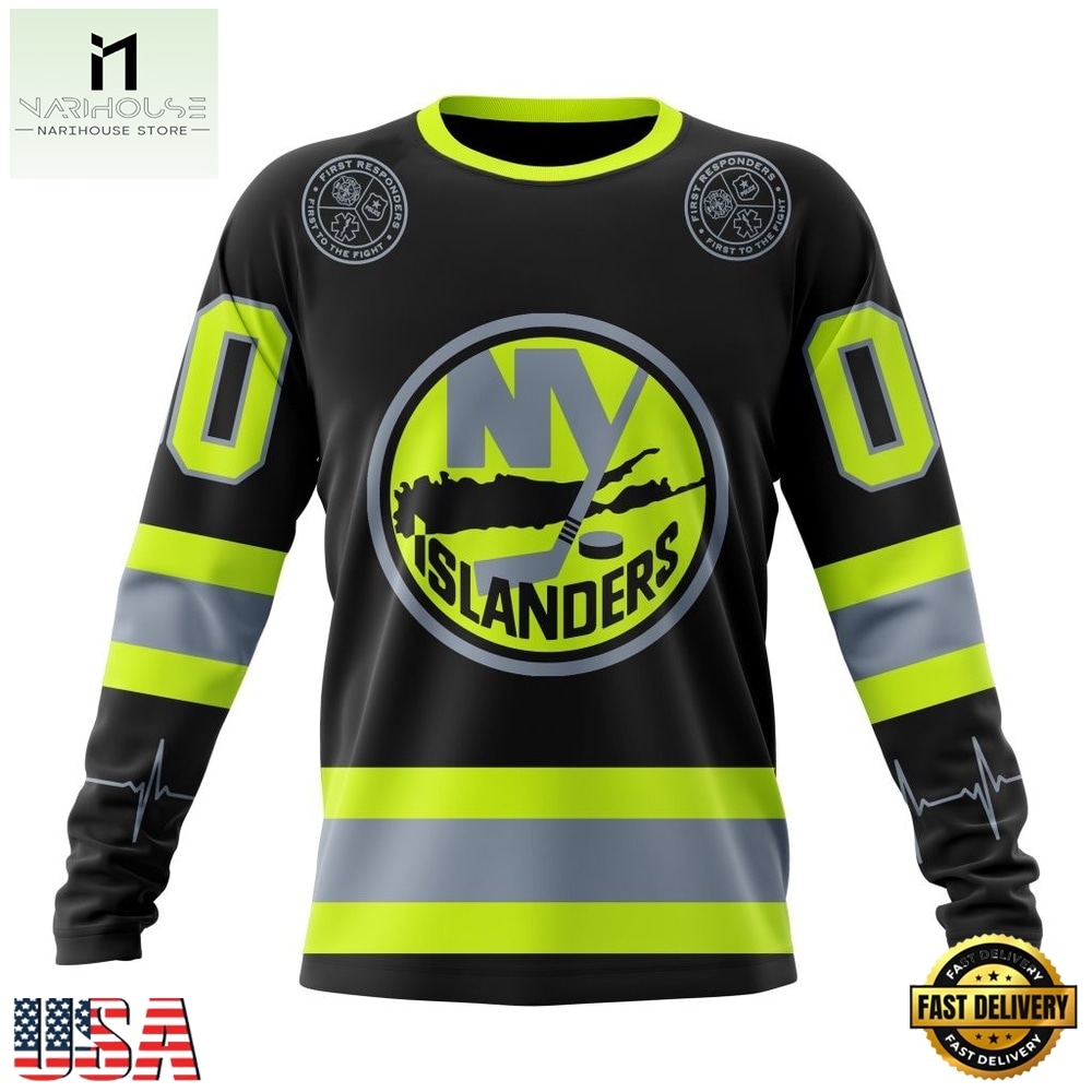 NHL New York Islanders Specialized With FireFighter Uniforms Color Hoodie, T Shirt, NHL 3D Game Day Tee Nhl New York Islanders Specialized With Firefighter Uniforms Color Hoodie T Shirt 3