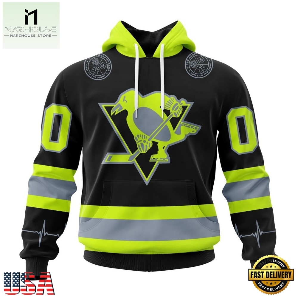 NHL Pittsburgh Penguins Specialized With FireFighter Uniforms Color Hoodie, T Shirt, NHL 3D Game Day Tee Nhl Pittsburgh Penguins Specialized With Firefighter Uniforms Color Hoodie T Shirt 1