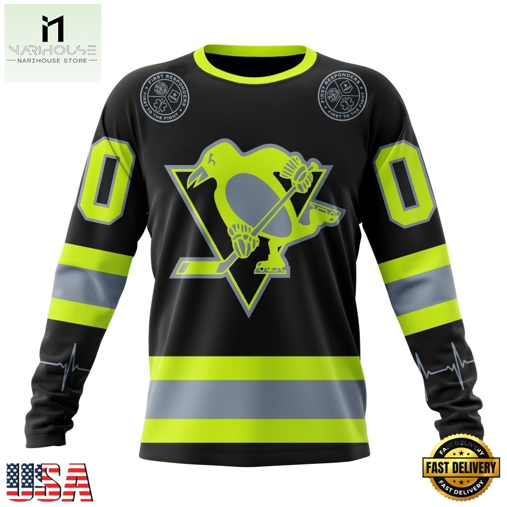NHL Pittsburgh Penguins Specialized With FireFighter Uniforms Color Hoodie, T Shirt, NHL 3D Game Day Tee Nhl Pittsburgh Penguins Specialized With Firefighter Uniforms Color Hoodie T Shirt 3