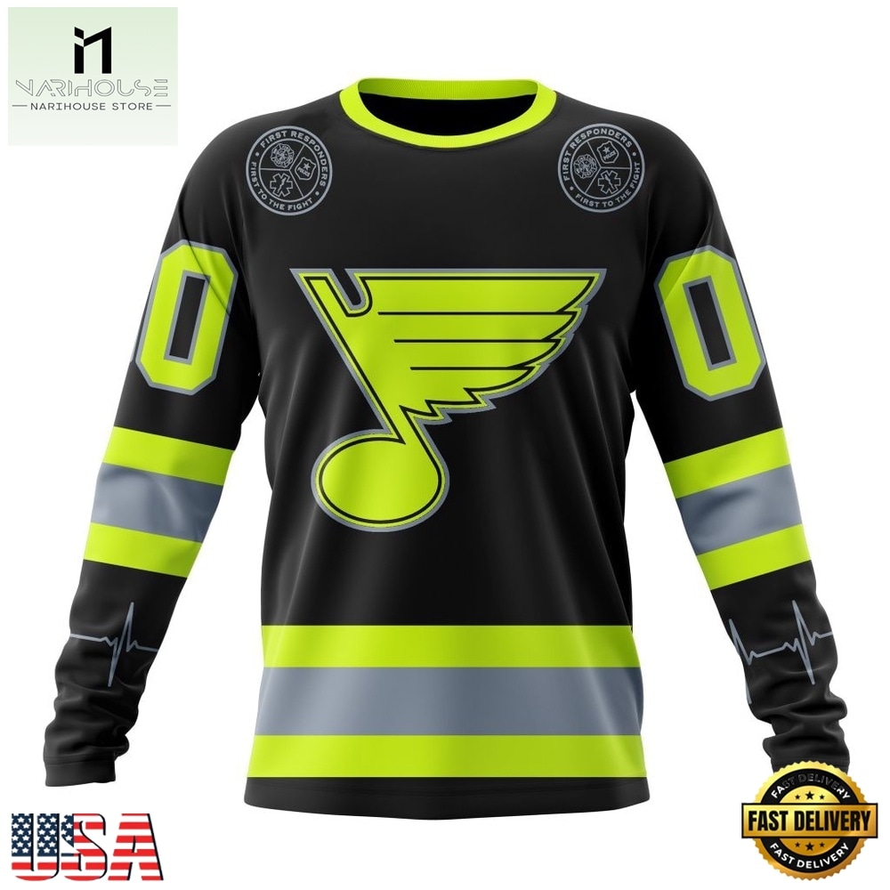 NHL St. Louis Blues Specialized With FireFighter Uniforms Color Hoodie, T Shirt, NHL 3D Game Day Tee Nhl ST Louis Blues Specialized With Firefighter Uniforms Color Hoodie T Shirt 3