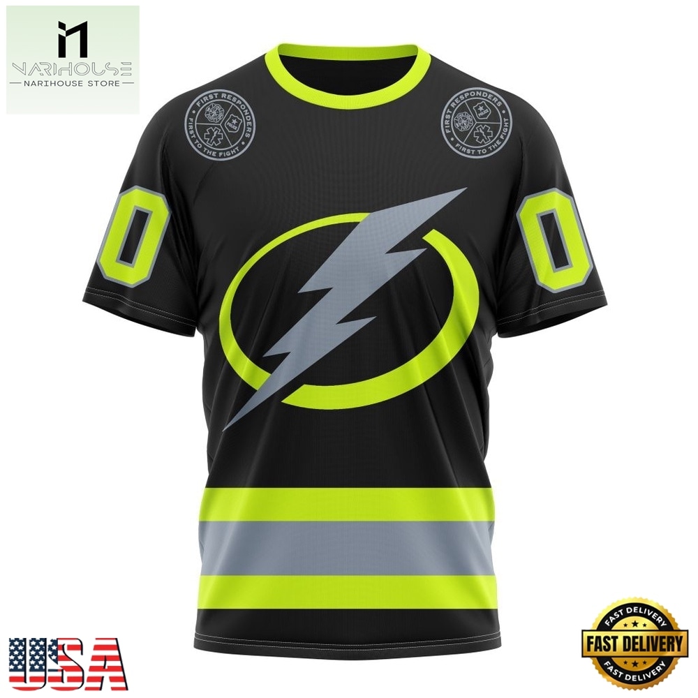NHL Tampa Bay Lightning Specialized With FireFighter Uniforms Color Hoodie, T Shirt, NHL 3D Game Day Tee Nhl Tampa Bay Lightning Specialized With Firefighter Uniforms Color Hoodie T Shirt 4