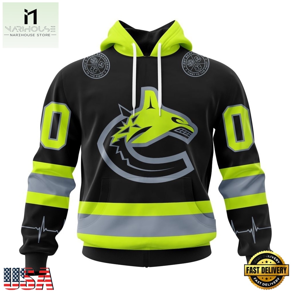NHL Vancouver Canucks Specialized With FireFighter Uniforms Color Hoodie, T Shirt, NHL 3D Game Day Tee Nhl Vancouver Canucks Specialized With Firefighter Uniforms Color Hoodie T Shirt 1