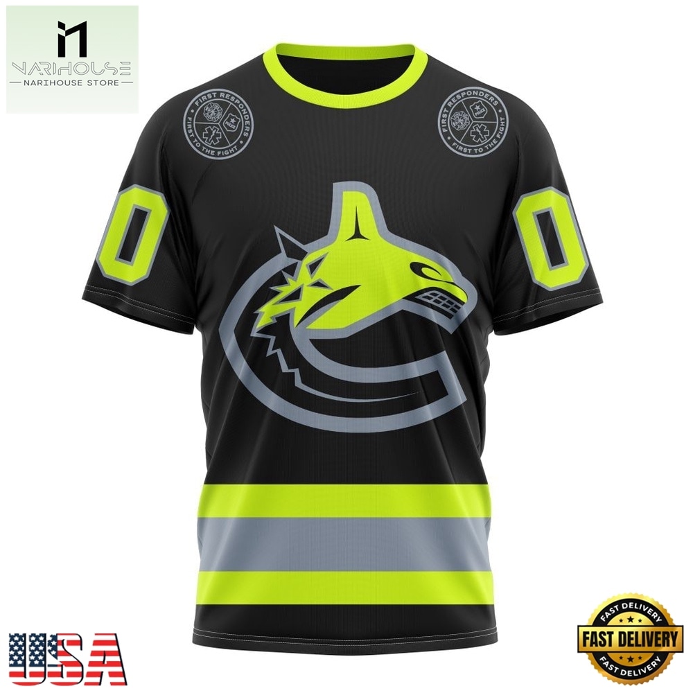 NHL Vancouver Canucks Specialized With FireFighter Uniforms Color Hoodie, T Shirt, NHL 3D Game Day Tee Nhl Vancouver Canucks Specialized With Firefighter Uniforms Color Hoodie T Shirt 4