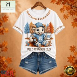 North Carolina Tar Heels NCAA Fall Is My Favorite Color Football Unisex 3D Shirt, NCAA College 3D Shirt North Carolina Tar Heels Ncaa Fall IS MY Favorite Color Football Unisex 3D Shirt
