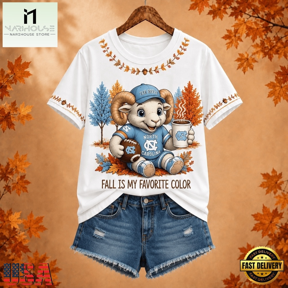 North Carolina Tar Heels NCAA Fall Is My Favorite Color Football Unisex 3D Shirt, NCAA College 3D Shirt North Carolina Tar Heels NCAA Fall Is My Favorite Color Football Unisex 3D Shirt, NCAA College 3D Shirt