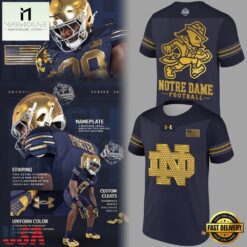 Notre Dame Fighting Irish Football 250 Years 2026 Uniform Navy T Shirt, Hot 3D Shirt Trend Notre Dame Fighting Irish Football 250 Years 2026 Uniform Navy T Shirt