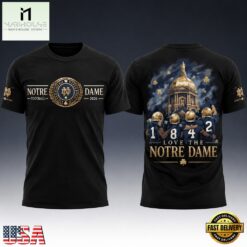 Notre Dame Fighting Irish The Shirt Love Thee Notre Dame 2026 Black 3D Shirt, Hot 3D Shirt Trend Notre Dame Fighting Irish The Shirt Love Thee Notre Dame 2026 Black 3D Shirt