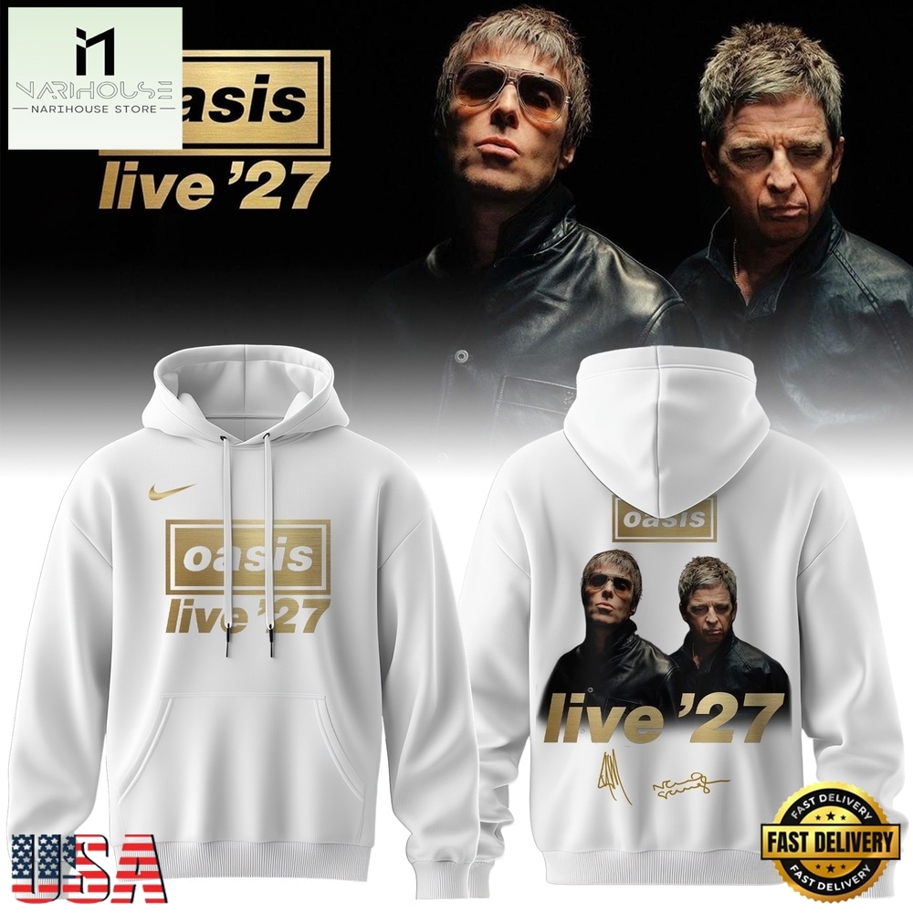 Oasis Live ’27 Limited Edition Signature White Hoodie, Popular 3D Music Tee Oasis Live ’27 Limited Edition Signature White Hoodie, Popular 3D Music Tee
